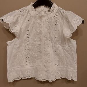 Source Unknown White Eyelet Blouse
